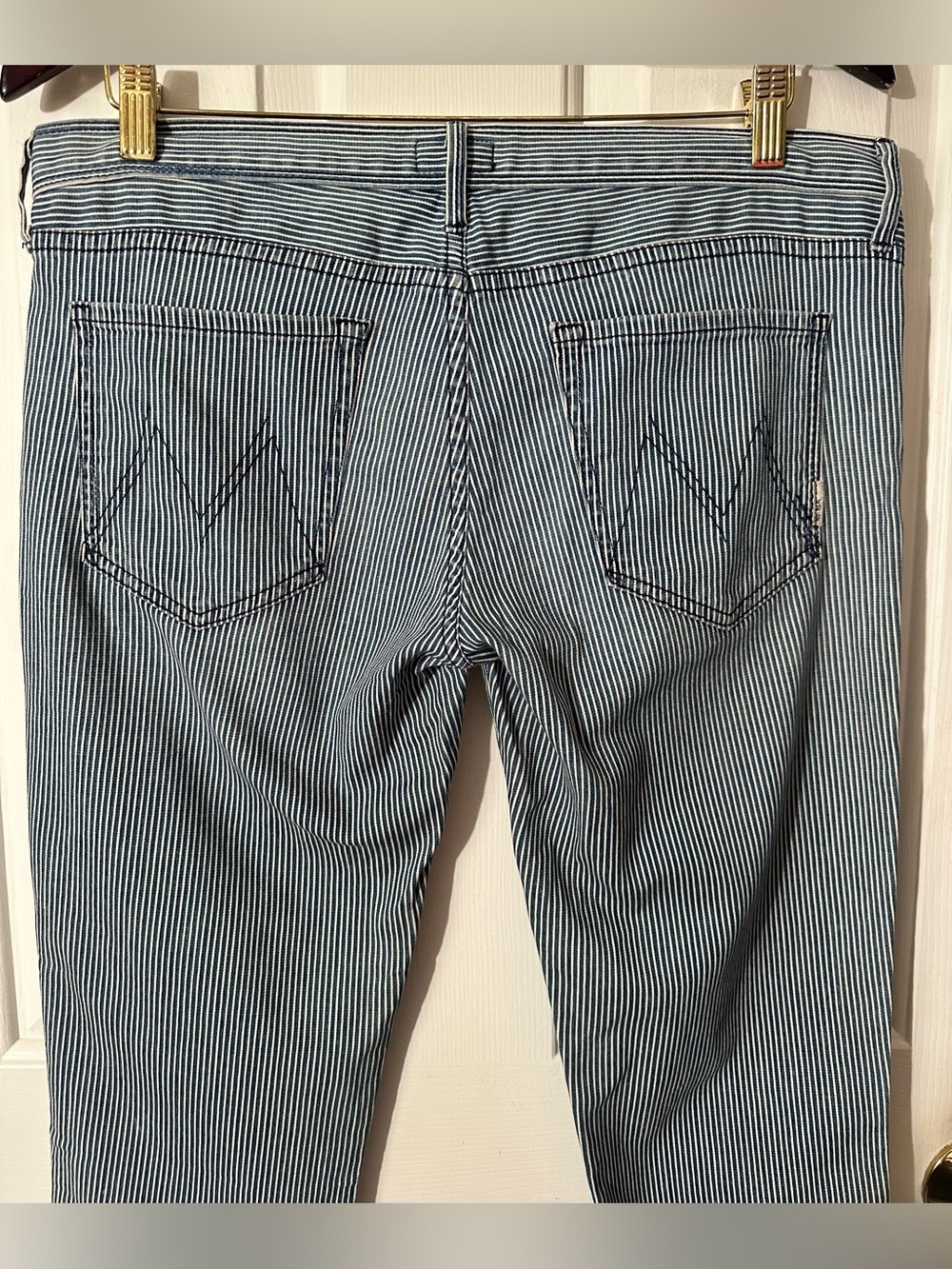 MOTHER 30 Tie Me Up Rascal Down The Road Striped Lo Rise Railroad Skinny Jean - Picture 8 of 14